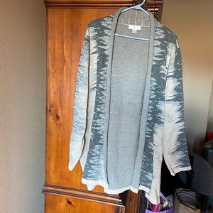 Cj banks 2X trench length cardigan. Tan, blue, black.